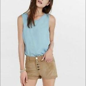 Express faux suede camel shorts